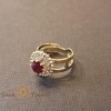 Inel reglabil floare cu cristal rosu placat 18k - origine Brazilia