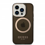 Husa de protectie telefon Guess pentru iPhone 14 Pro, Translucent MagSafe, Plastic, Negru