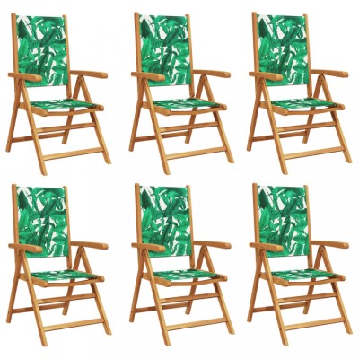 Scaune de gradina rabatabile 6 buc., textil verde/lemn masiv foto