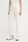 Armani Exchange pantaloni de trening din bumbac femei, culoarea bej, cu imprimeu, XW000162 AF11851
