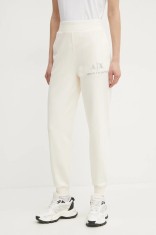 Armani Exchange pantaloni de trening din bumbac femei, culoarea bej, cu imprimeu, XW000162 AF11851