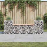 Banca de gradina cu gabion, 183x41x60,5 cm, lemn masiv Douglas