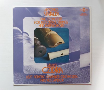 Disc vinil: Antonio Vivaldi, L&amp;aacute;szl&amp;oacute; Czidra, Liszt Ferenc Chamber Orchestra, Frigyes S&amp;aacute;ndor &amp;ndash; Five Concerti For Recorder, Strings And Harpsichord foto