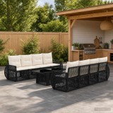 Cumpara ieftin Set de canapele pentru gradina 9 buc. Negru si Alb crem