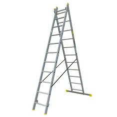 Scara aluminiu, Metalkas, 2 tronsoane, 11 trepte, max 150 kg, 2.9-4.5 m GartenVIP DiyLine foto