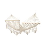 Hamac Gradina/Camping Boho Ecru 200x100cm, 250kg KIK - Relaxare Premium, Material Durabil, Stil Boem, Culoare Neutra