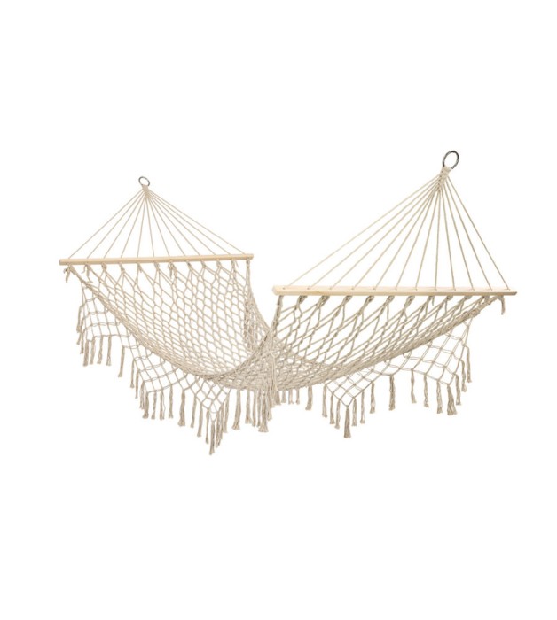 Hamac De Gradina Sau Camping, stil boho, Ecru, 200X 100 Cm, Capacitate 250 Kg