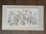 TIA PELTZ *** DESEN DE CARTE - Zambet si soare - Aurel Giroveanu, Abstract, Cerneala