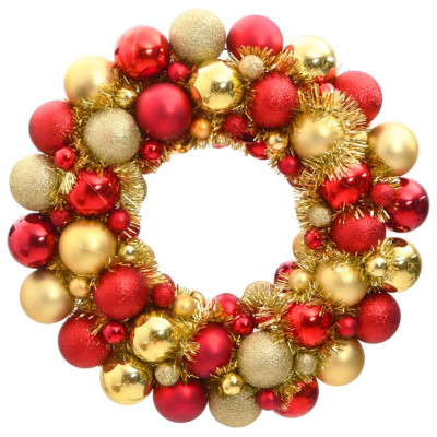 vidaXL Coroană de Crăciun, roși și auriu, 45 cm, polistiren foto