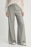 MUNTHE pantaloni EILEEN femei, culoarea gri, lat, high waist, 244142224410
