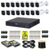 Kit supraveghere complet Dahua 16 camere 5MP IR 80m Starlight Lentila 3.6mm, DVR 16 canale 4K 8MP WizSense, accesorii + Autocolant Rovision SafetyGuar