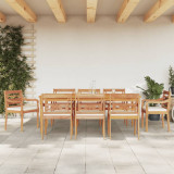 Set mobilier gradina cu perne albe, 9 piese, lemn masiv de tec GartenMobel Dekor, vidaXL
