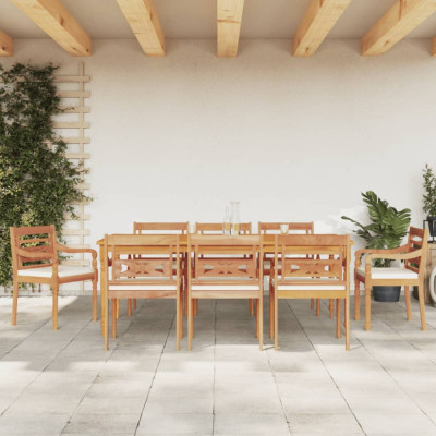 Set mobilier gradina cu perne albe, 9 piese, lemn masiv de tec GartenMobel Dekor foto