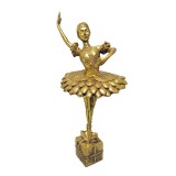 Cumpara ieftin Figurina Craciun Balerina polirasina aurie 20x17x45 cm
