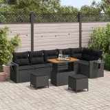 vidaXL Set de canapele pentru grădină cu pernă 11 pcs Negru poliratan 3363714