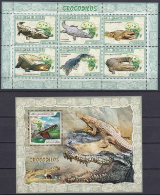 DB1 Fauna Africana Mozambic Crocodili MS + SS MNH foto