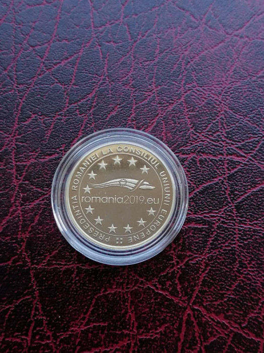 Romania, moneda 50 Bani 2019 proof, Președinția Consiliului Uniunii Europene