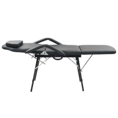 Scaun tratament facial, inlocuitor piele, 185x78x76 cm, negru foto
