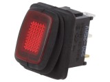 Comutator ROCKER SPST ON-OFF 10A/250VAC Roșu IP65 Lampă Neon