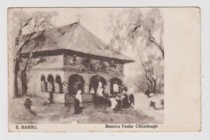 Biserica veche Calimanesti Carte postala circulata 1928