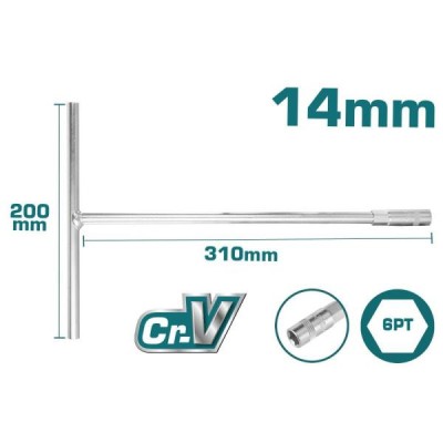TOTAL - CHEIE TUBULARA CU MANER IN T - 14MM, 200X310MM (INDUSTRIAL) PowerTool TopQuality foto