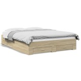 Cumpara ieftin Cadru de pat cu sertare stejar sonoma 160x200 cm lemn prelucrat