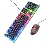 Set Tastatura si Mouse USB, cu Lumini RGB, 1.5m, DPI (800 1200) Hoco GM18 Negru