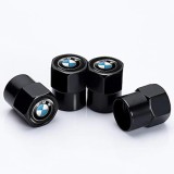 Set 4 capacele pentru ventil auto din aluminiu, Hexagon, BMW, Negru