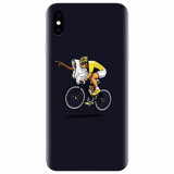 Husa silicon pentru Apple Iphone XS, ET Riding Bike Funny Illustration