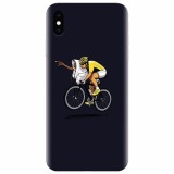 Husa silicon pentru Apple Iphone XS, ET Riding Bike Funny Illustration