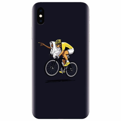Husa silicon pentru Apple Iphone X, ET Riding Bike Funny Illustration foto