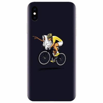 Husa silicon pentru Apple Iphone X, ET Riding Bike Funny Illustration foto