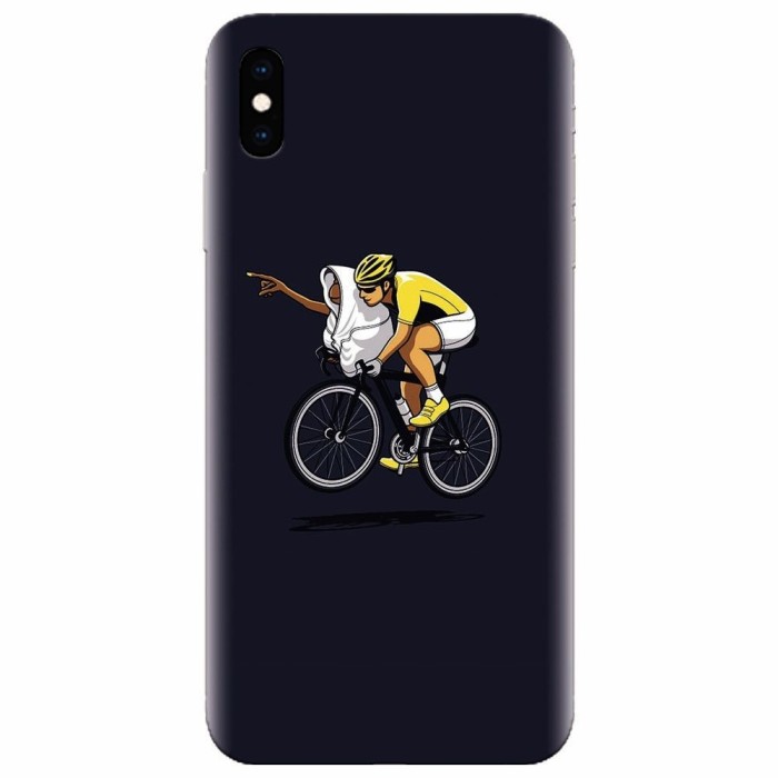 Husa silicon pentru Apple Iphone XS Max, ET Riding Bike Funny Illustration