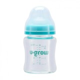 Biberon de sticla 120 ml+2 tetine extra, U-Grow