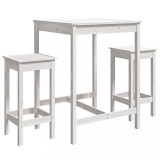 Cumpara ieftin Set bar de gradina, 3 piese, alb, lemn masiv de pin