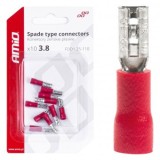 Set 10 Conectori Cablaje 3.8mm, 0.5-1.5mm&sup2;, 10A, Rosii, Izolati, Mama, Sertizare, 22AWG-18AWG