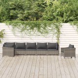 VidaXL Set mobilier de grădină cu perne, 7 piese, gri, poliratan