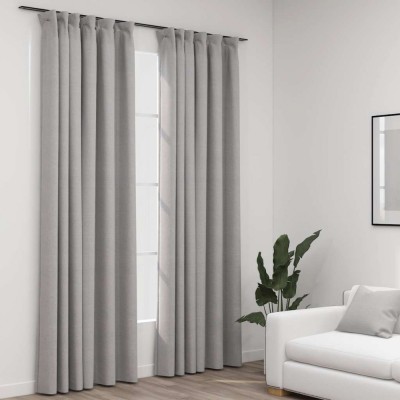 Perdele opace aspect p&amp;acirc;nză, c&amp;acirc;rlige 2 buc. gri taupe 140x245 cm foto