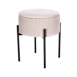 Cumpara ieftin Taburet cu spatiu depozitare, catifea bej, fier negru 36 x 44 cm