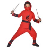 Costum Red Ninja pentru copii 6-8 ani 128 cm, Kidmania