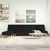 VidaXL Canapea extensibilă &icirc;n formă de L negru 255x140x70 cm textil