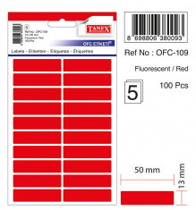 Etichete Autoadezive Color, 13 X 50 Mm, 100 Buc/set, Tanex - Rosu Fluorescent foto
