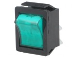 Comutator Rocker Verde ON-OFF 16A 250V cu Lumină Neon