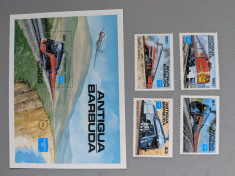 antigua - Timbre trenuri, locomotive, cai ferate, nestampilate MNH foto