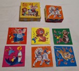 CUBURI cu imagini din spectacole de CIRC - joc tip puzzle, jucarie veche 1970