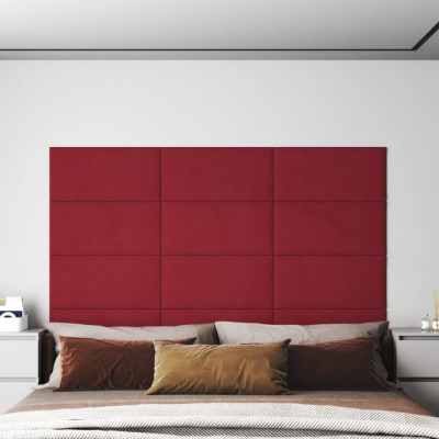 vidaXL Panouri de perete 12 buc. roșu vin 60x30 cm catifea 2,16 m&amp;sup2; foto
