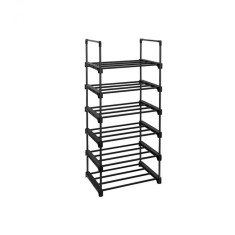 Raft pantofi multifunctional cu 6 etajere, 12 perechi pantofi, Negru