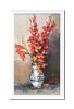 Tablou pictat manual inramat, Vaza cu gladiole, 80x50cm ulei pe panza in cutit efect 3D, Geo Ungureanu