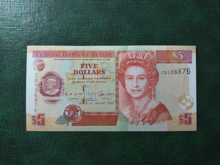 BELIZE 5 DOLARI 2002 UNC