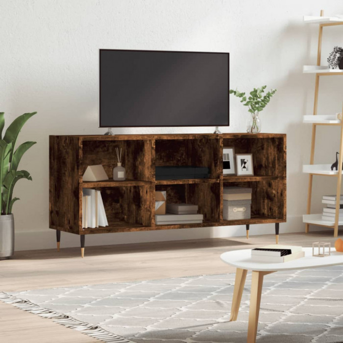 vidaXL Comodă TV, stejar fumuriu, 103,5x30x50 cm, lemn compozit